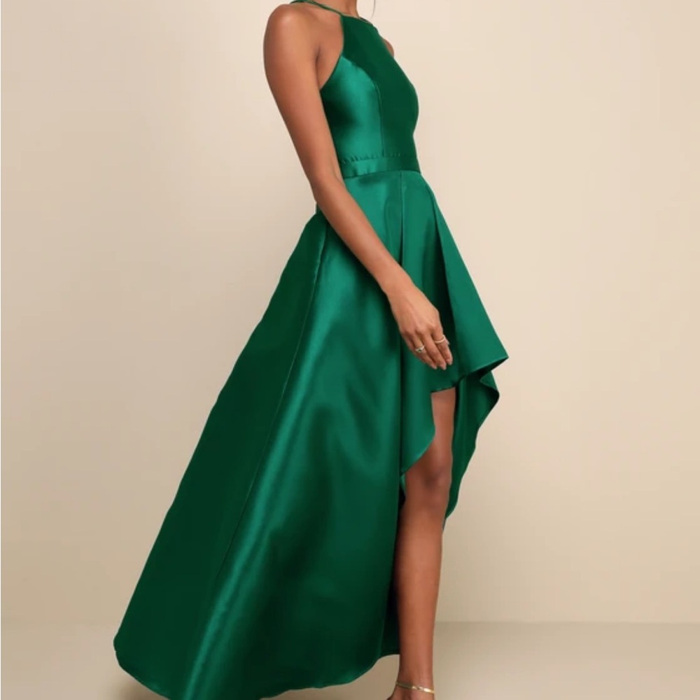 Lulu's Emerald High-Low Dress - Picture 3 of 4
